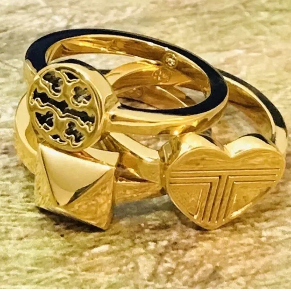 🆕 Authentic Tory Burch Stackable Gold Rings Band Ring Size 7 - Picture 4 of 8